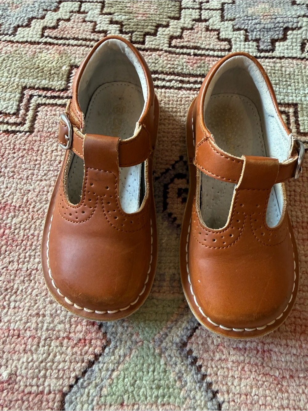 L'Amour Girls Tan T-Strap Dress Shoes